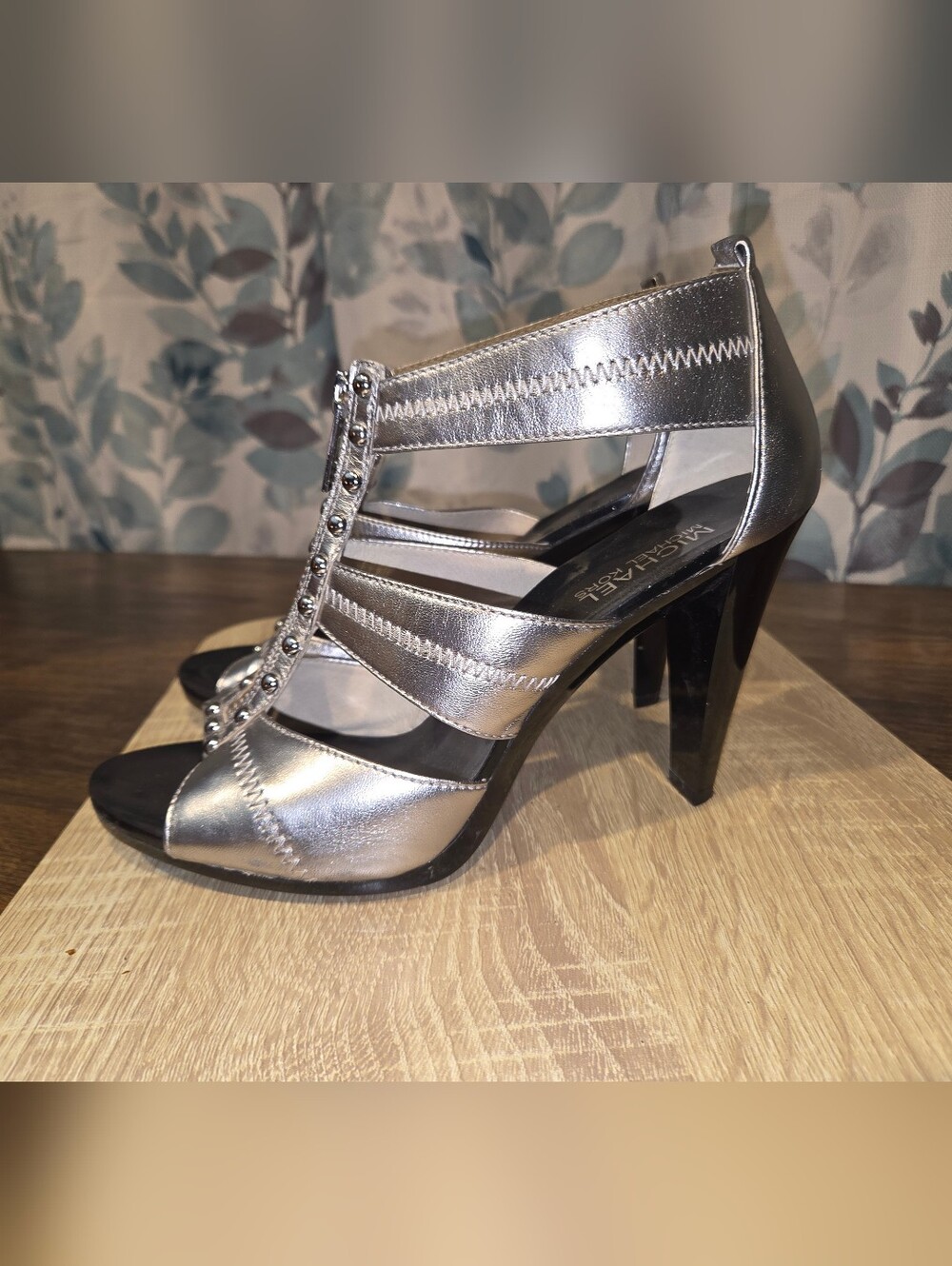 Michael‎ Kors Silver Studded Strappy High Heel Sandals